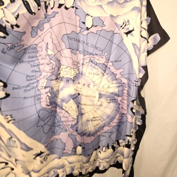 Escada rare Antarctica silk scarf map penguins ice floes polar bears - Picture 5 of 10
